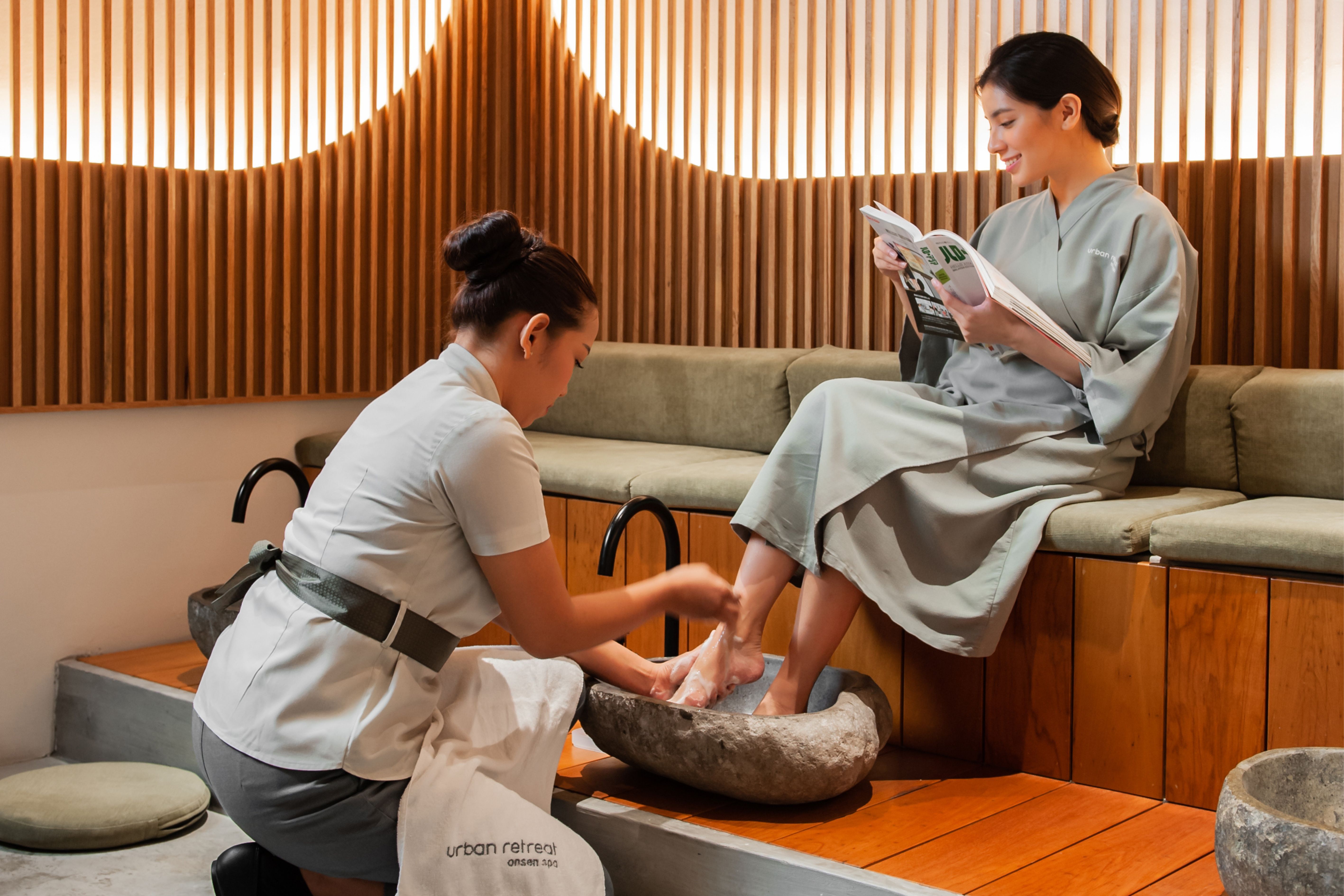Foot wash in Onsen Spa